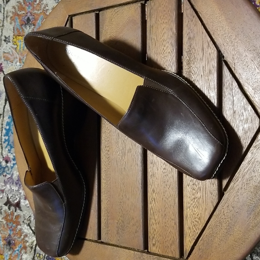 Rockport 9.5M Brown Leather Wedge Loafer